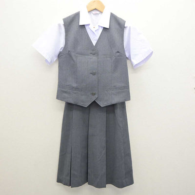 【中古】千葉県 松ヶ丘中学校 女子制服 3点 (ベスト・シャツ・スカート) sf064284