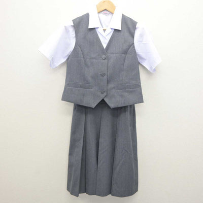 【中古】千葉県 松ヶ丘中学校 女子制服 3点 (ベスト・シャツ・スカート) sf064285