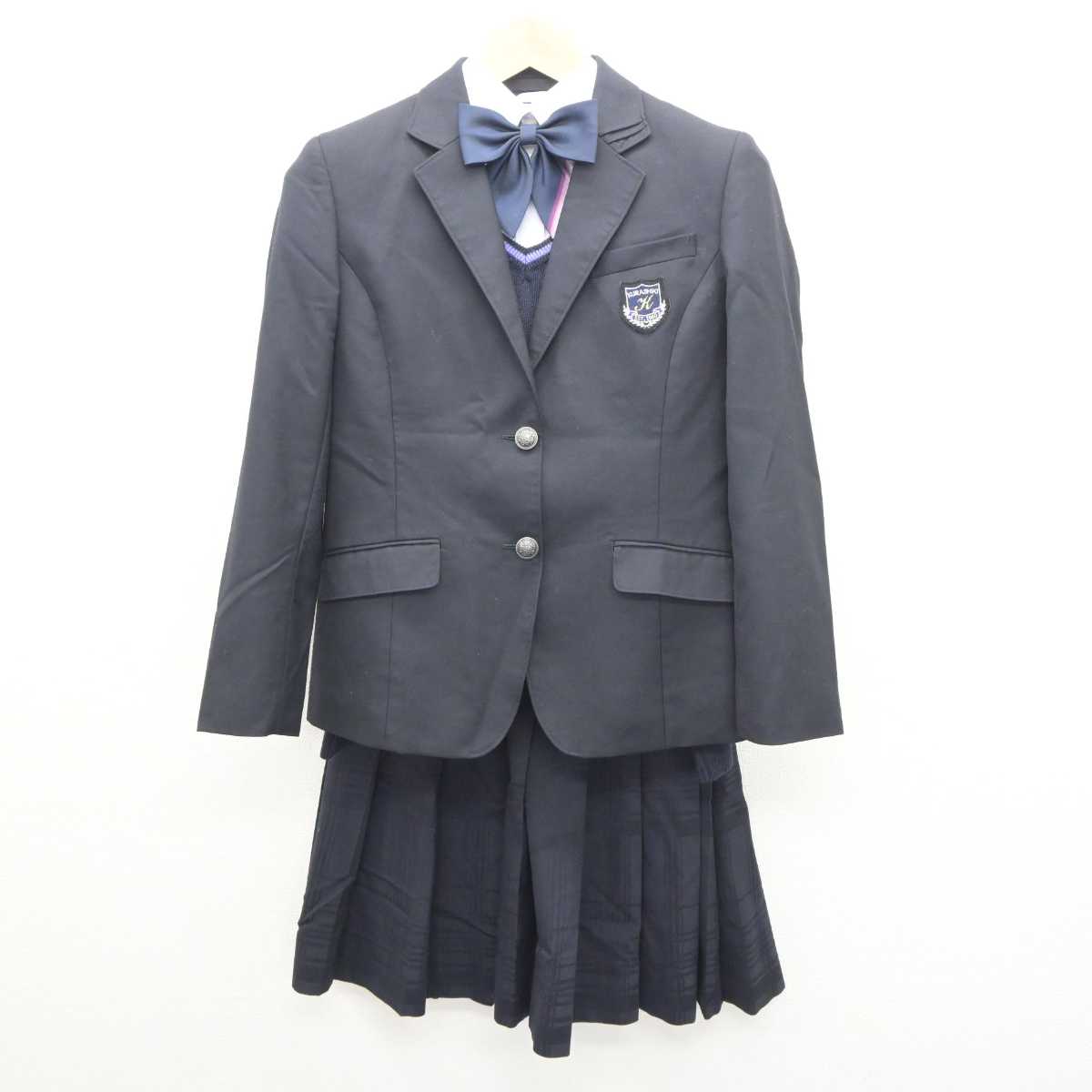 【中古】岡山県 倉敷高等学校 女子制服 5点 (ブレザー・ニット・シャツ・スカート) sf064308