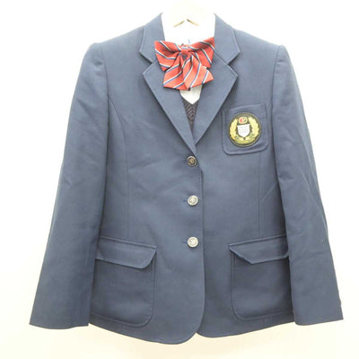 【中古】岡山県 玉島商業高等学校 女子制服 4点 (ブレザー・ニット・シャツ) sf064315