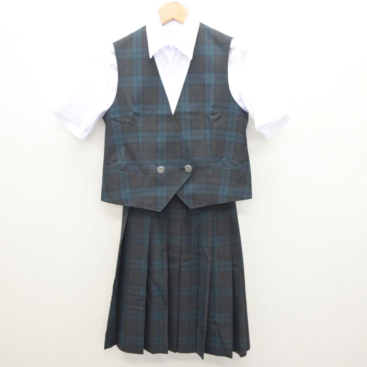 【中古】東京都 鶴牧中学校 女子制服 3点 (ベスト・シャツ・スカート) sf064322