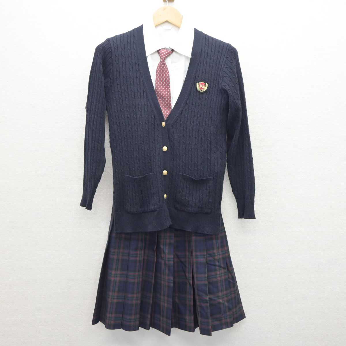 【中古】愛知県 安城学園高等学校 女子制服 4点 (ニット・シャツ・スカート) sf064370