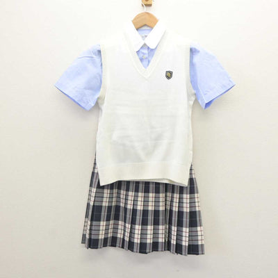 【中古】東京都 豊島学院高等学校 女子制服 3点 (ニットベスト・シャツ・スカート) sf064437