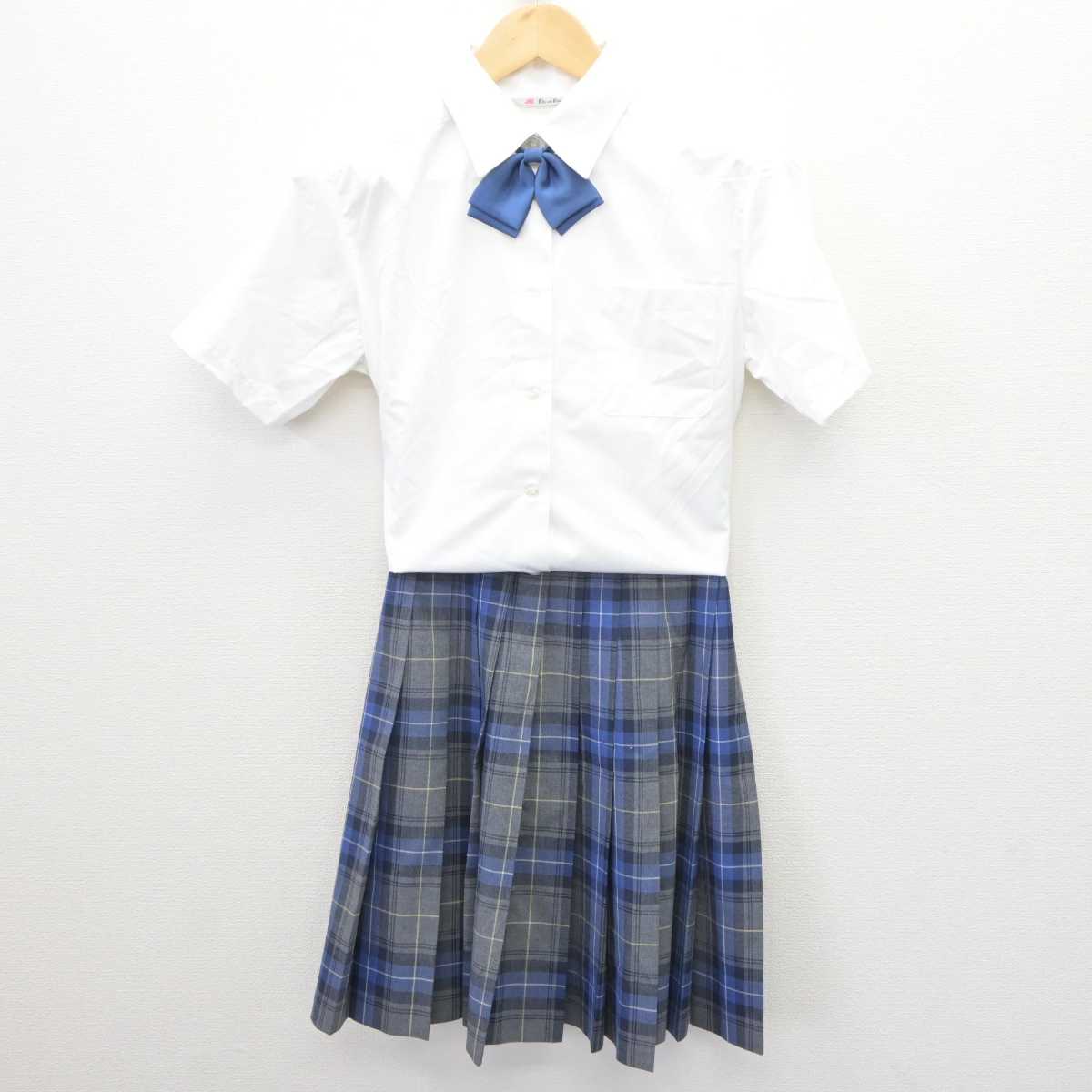 【中古】東京都 麹町学園女子高等学校 女子制服 4点 (ニットベスト・シャツ・スカート) sf064453