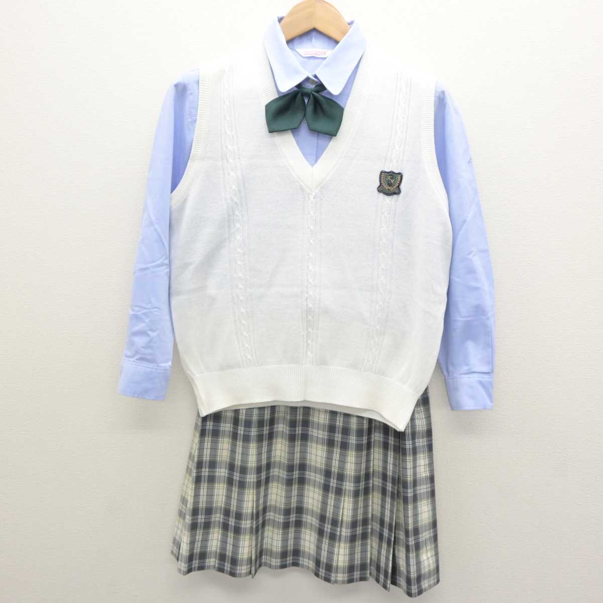 【中古】東京都 錦城高等学校 女子制服 4点 (ニットベスト・シャツ・スカート) sf064491