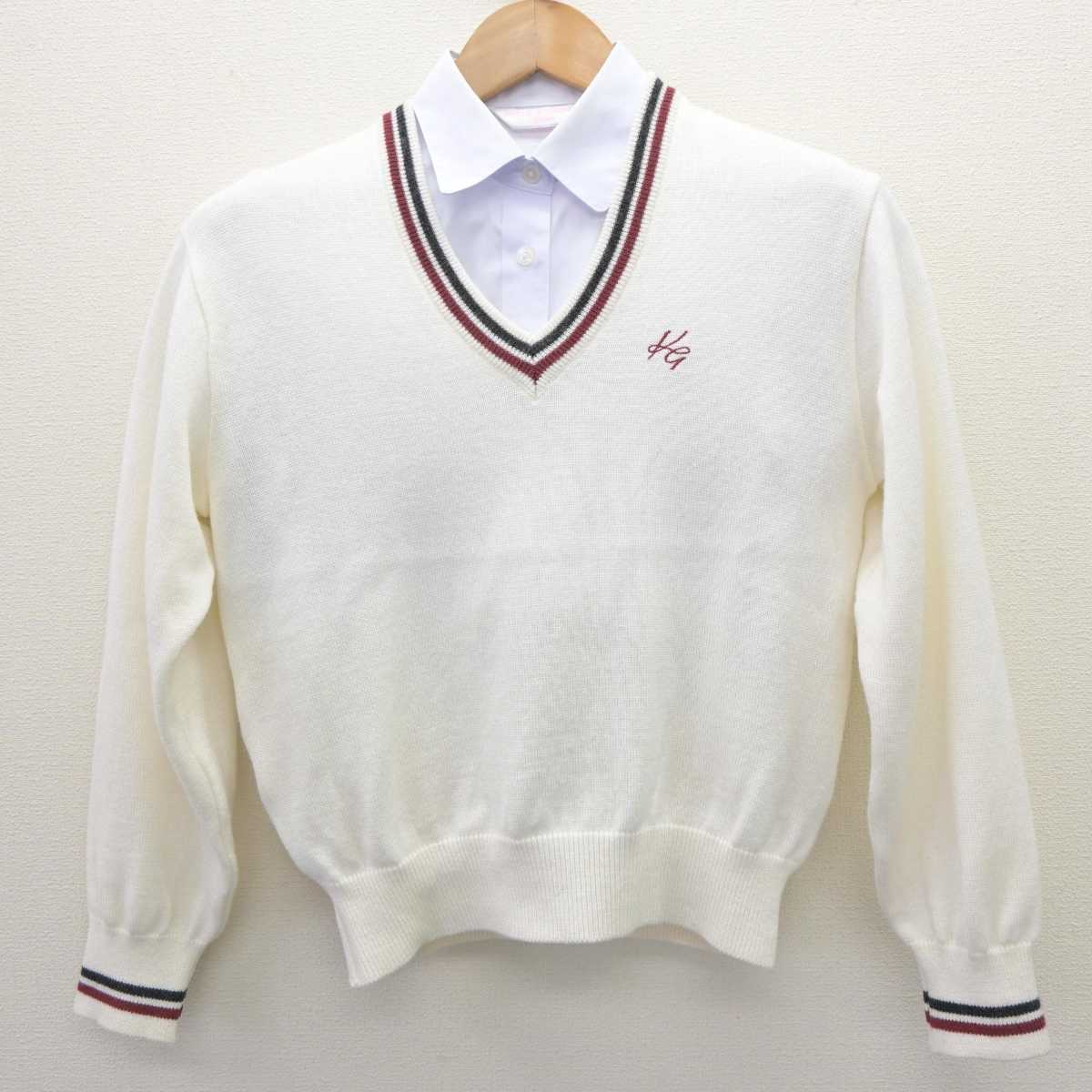 【中古】石川県 金沢学院大学附属高等学校 女子制服 2点 (ニット・シャツ) sf064520