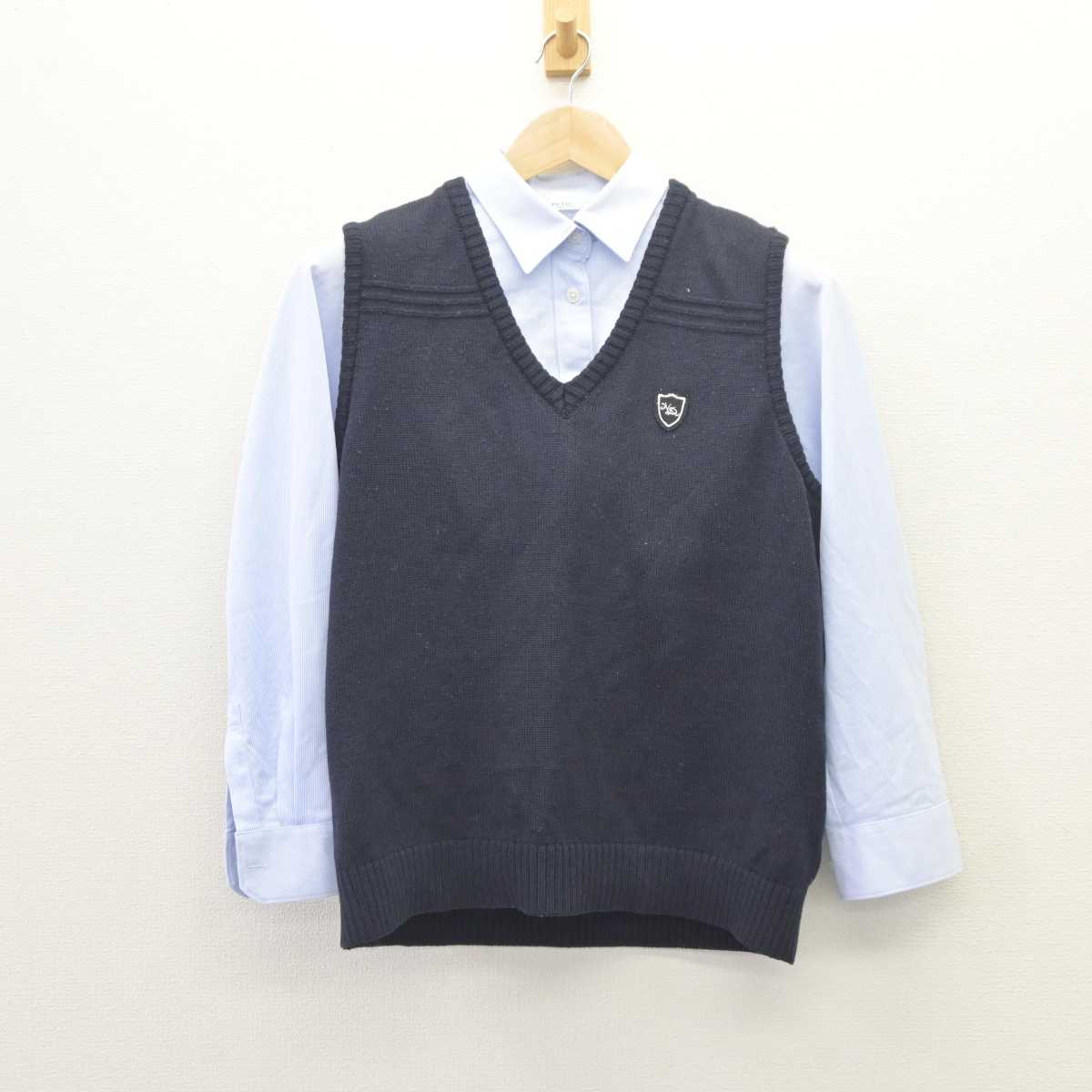 【中古】山口県 野田学園高等学校 女子制服 2点 (ニットベスト・シャツ) sf064564