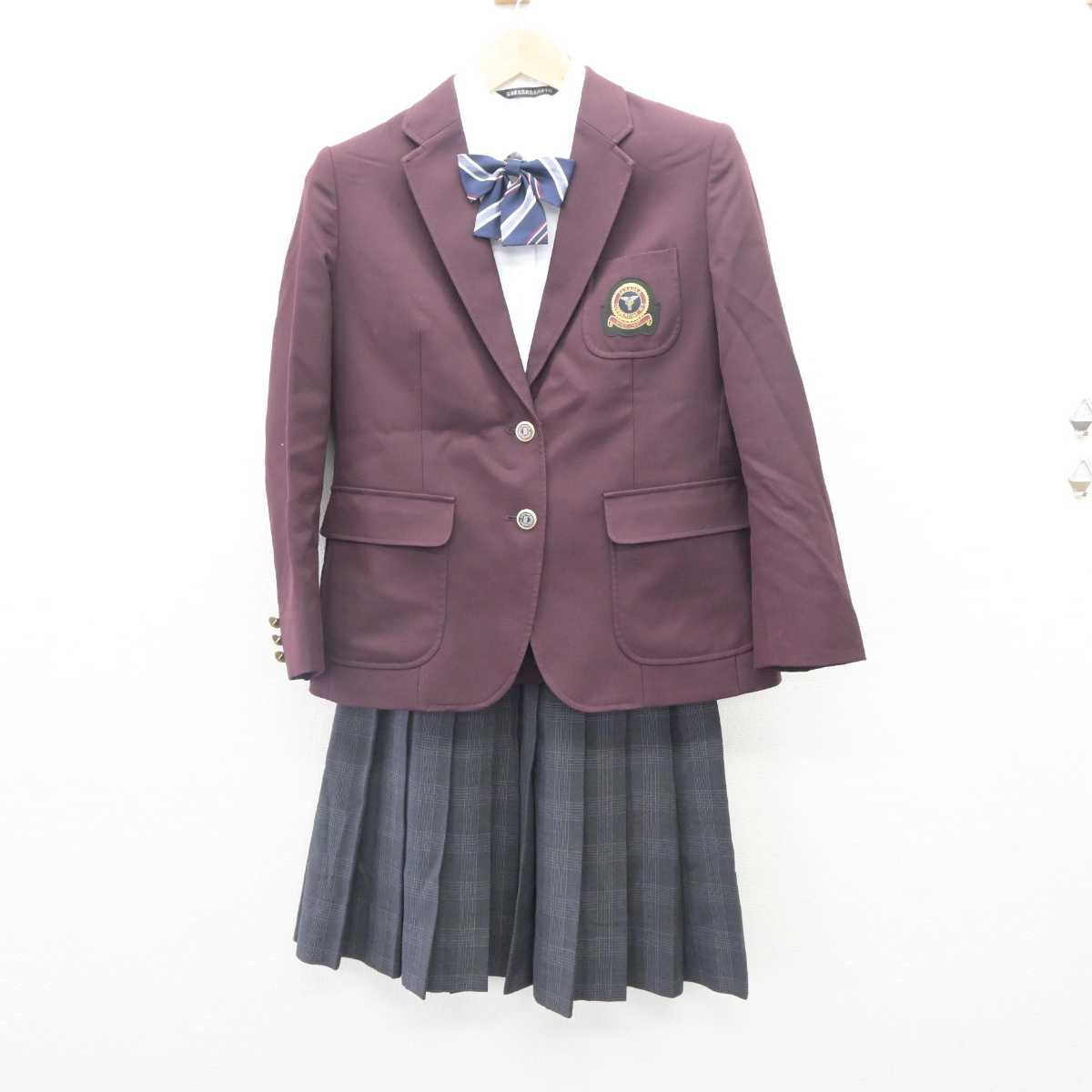 【中古】富山県 高岡商業高等学校 女子制服 5点 (ブレザー・ニット・シャツ・スカート) sf064578