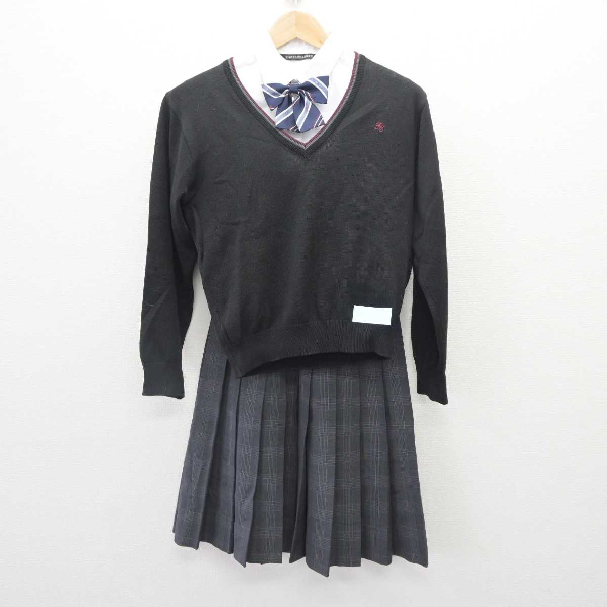 【中古】富山県 高岡商業高等学校 女子制服 5点 (ブレザー・ニット・シャツ・スカート) sf064578