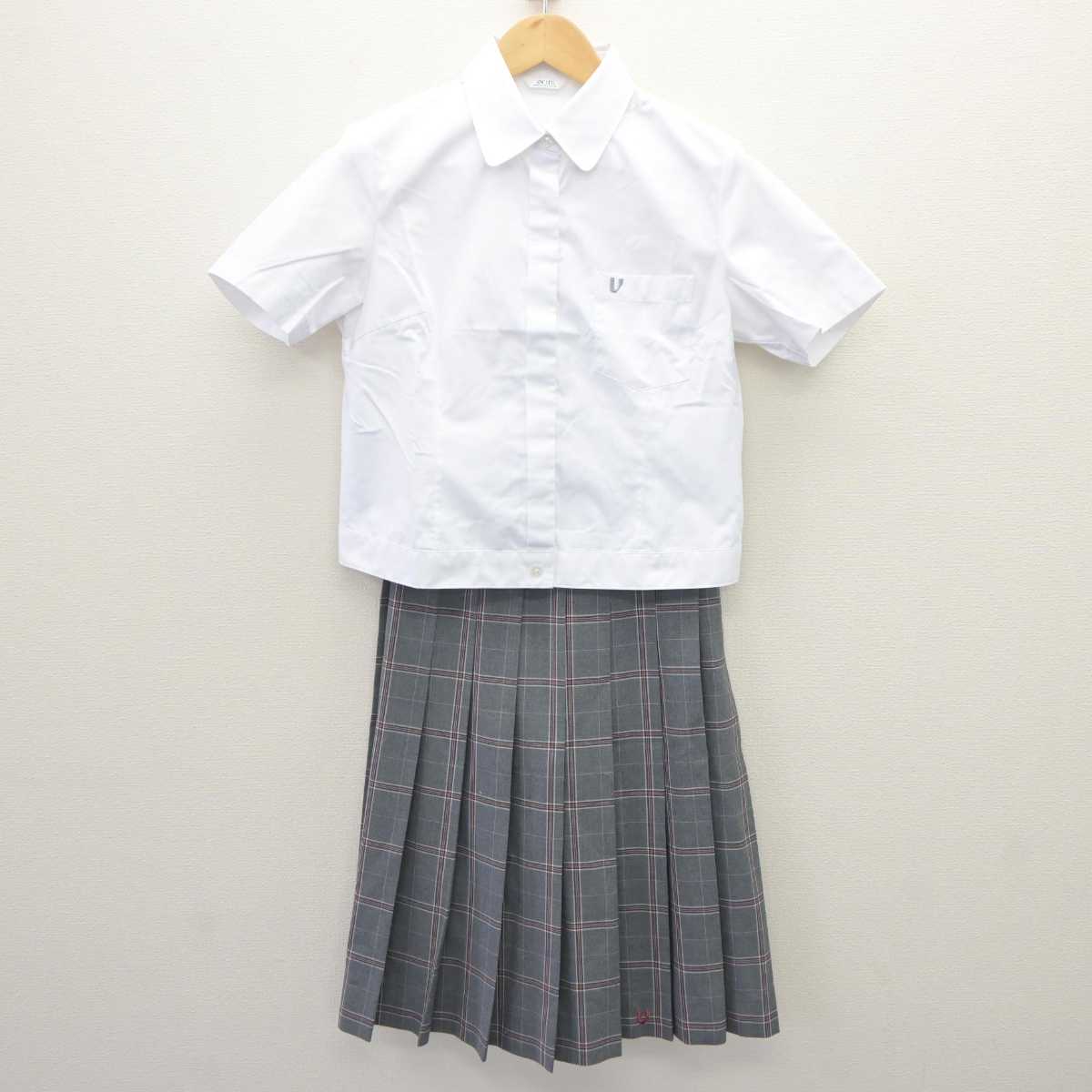 【中古】大阪府 上宮学園中学校・上宮高等学校 女子制服 2点 (シャツ・スカート) sf064606