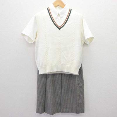 【中古】長崎県 長崎商業高等学校 女子制服 3点 (ニットベスト・シャツ・スカート) sf064610