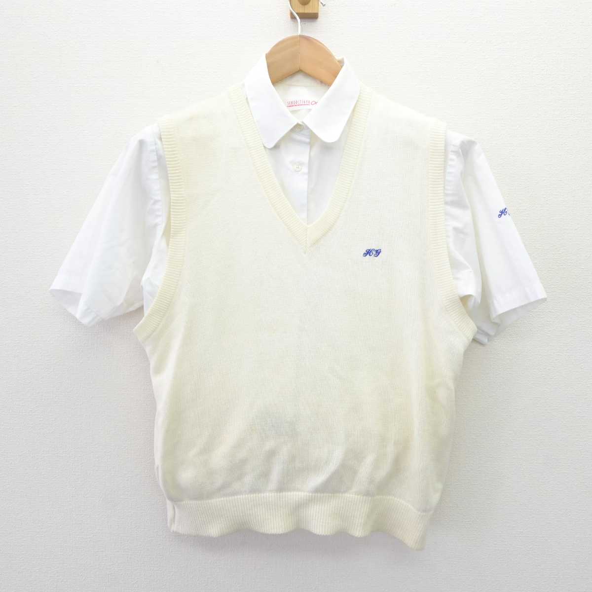 【中古】神奈川県 平塚学園高等学校 女子制服 2点 (ニットベスト・シャツ) sf064623