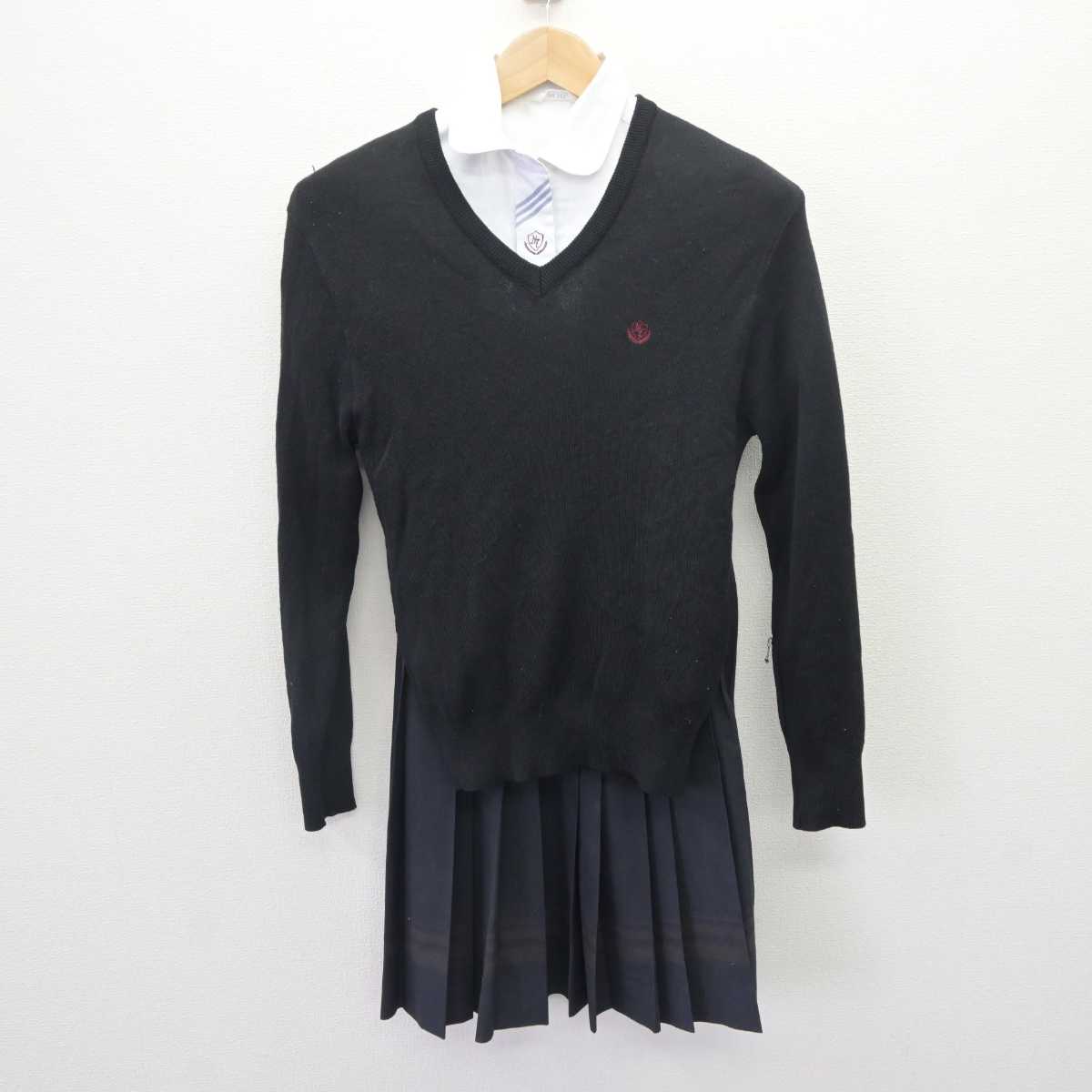 【中古】福岡県 西田川高等学校 女子制服 3点 (ニット・シャツ・スカート) sf064646