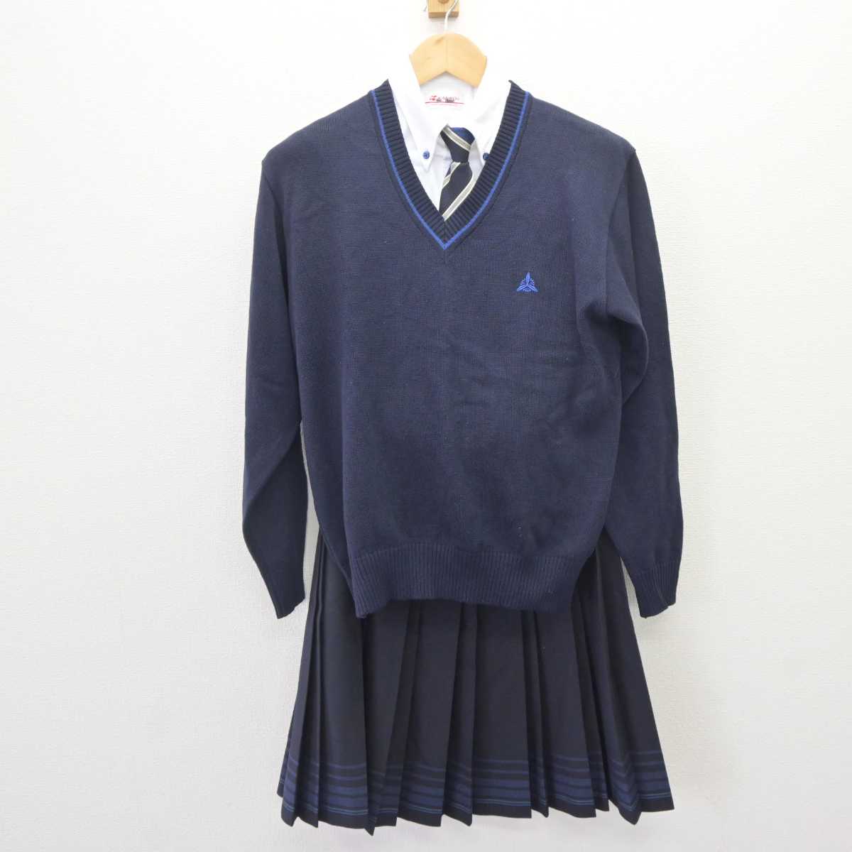 【中古】岐阜県 麗澤瑞浪中学・高等学校 女子制服 5点 (ブレザー・ニット・シャツ・スカート) sf064662