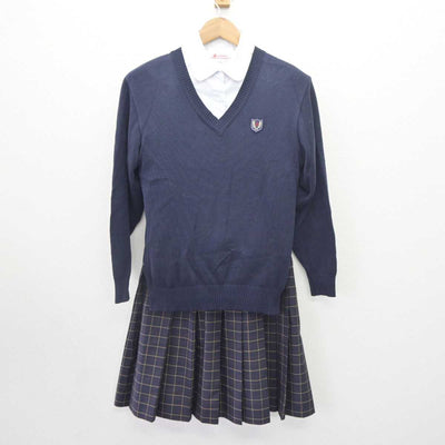 【中古】東京都 桜丘中学校 女子制服 4点 (ニット・シャツ・スカート) sf064806