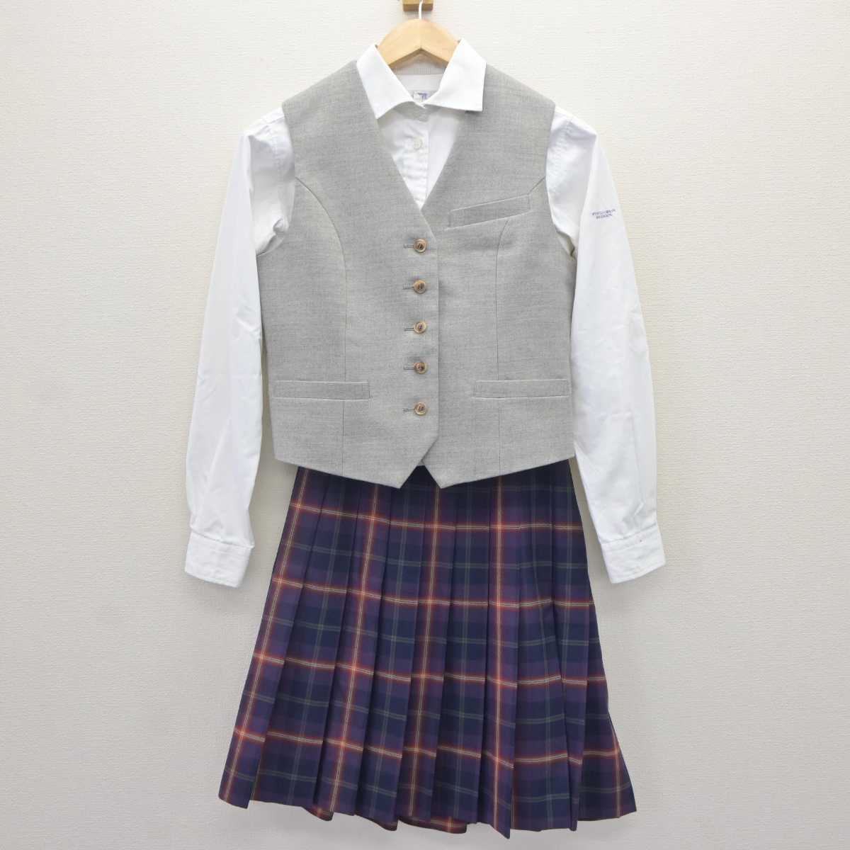 【中古】京都府 京都橘高等学校 女子制服 5点 (ブレザー・ベスト・シャツ・スカート) sf064841