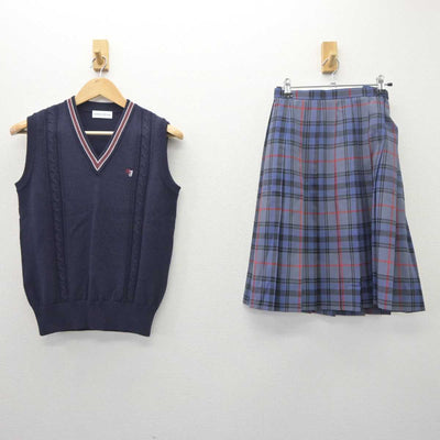 【中古】茨城県 水城高等学校 女子制服 2点 (ニットベスト・スカート) sf064967