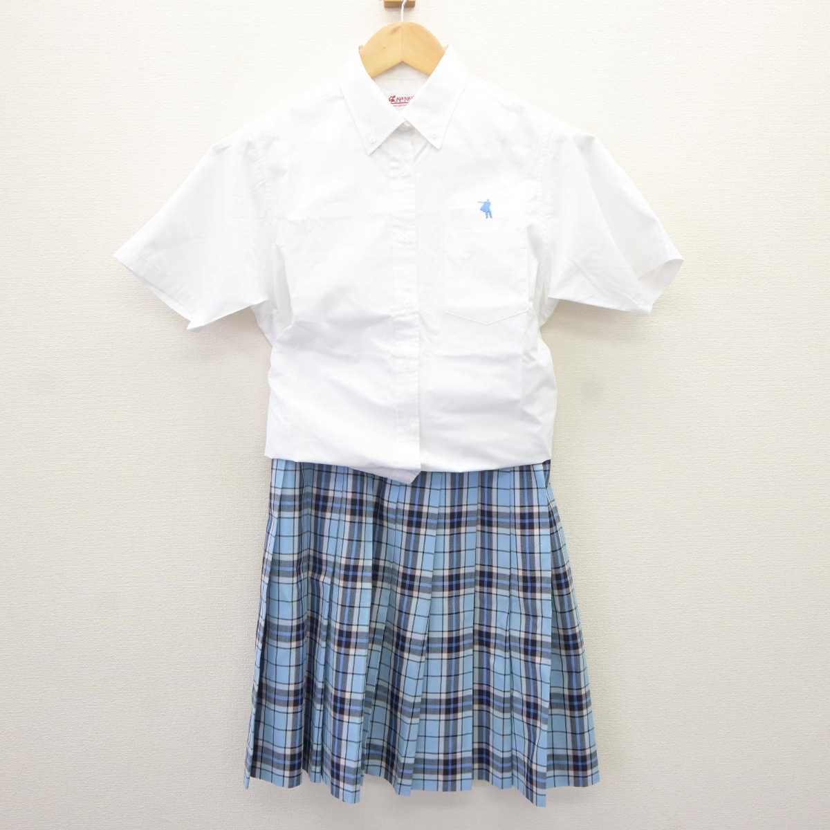 【中古】 クラーク記念国際高等学校 女子制服 3点 (ニットベスト・シャツ・スカート) sf064992