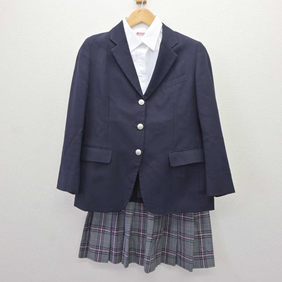 【中古】 クラーク記念国際高等学校 女子制服 3点 (ブレザー・シャツ・スカート) sf064993