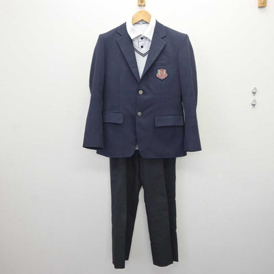 【中古】愛知県 山本学園情報文化専門学校 男子制服 5点 (ブレザー・ニット・シャツ・ズボン) sf065008