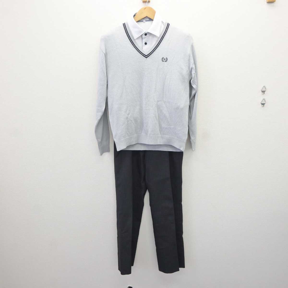 【中古】愛知県 山本学園情報文化専門学校 男子制服 5点 (ブレザー・ニット・シャツ・ズボン) sf065008