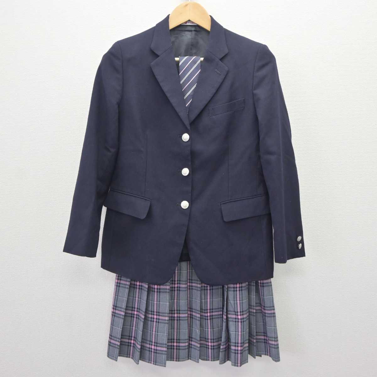 【中古】 クラーク記念国際高等学校 女子制服 4点 (ブレザー・ニット・スカート) sf065040