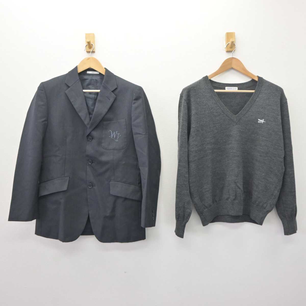 【中古】兵庫県 伊丹西高等学校 男子制服 3点 (ブレザー・ニット・ズボン) sf065046