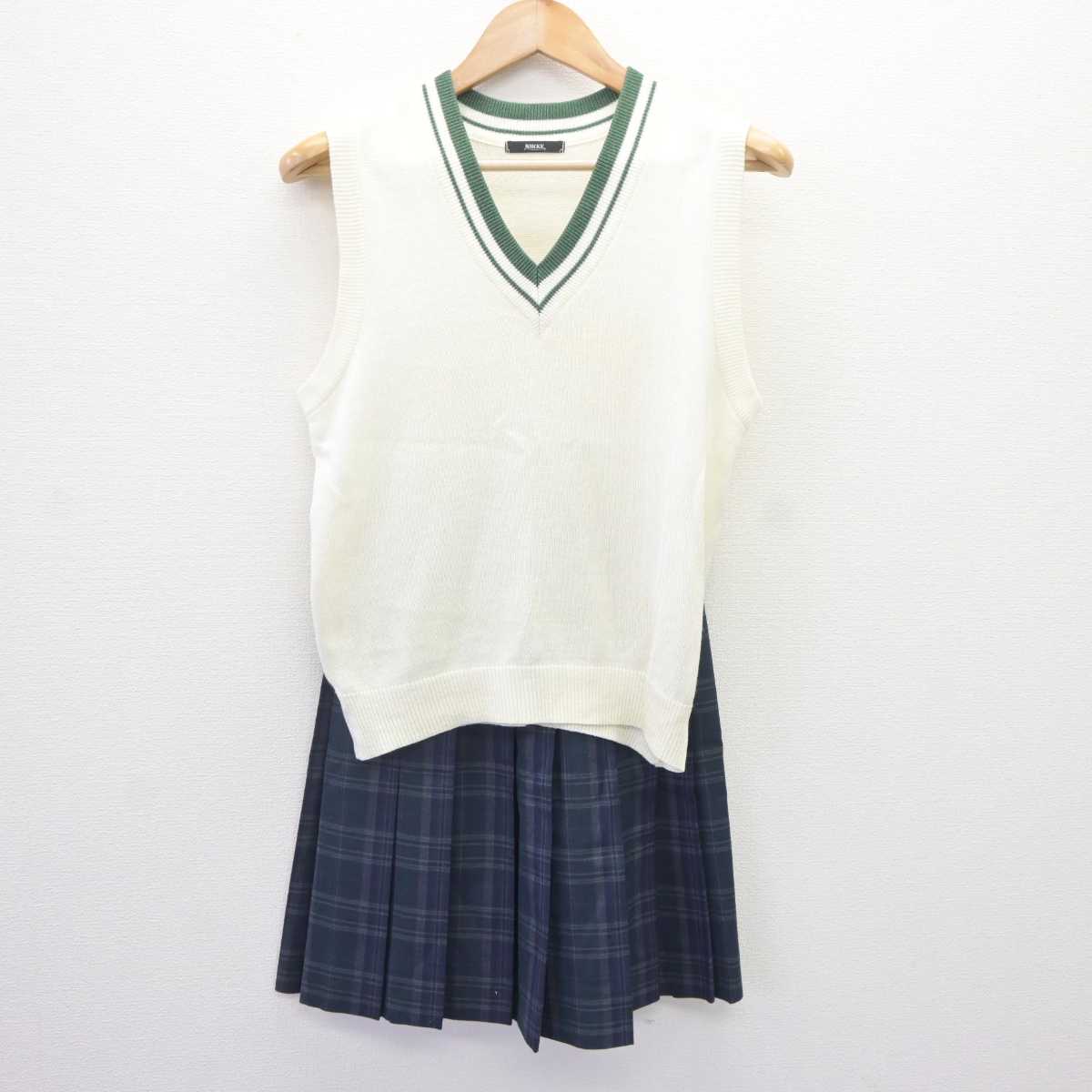 【中古】神奈川県 横浜市立中山中学校 女子制服 2点 (ニットベスト・スカート) sf065056