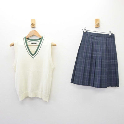 【中古】神奈川県 横浜市立中山中学校 女子制服 2点 (ニットベスト・スカート) sf065056