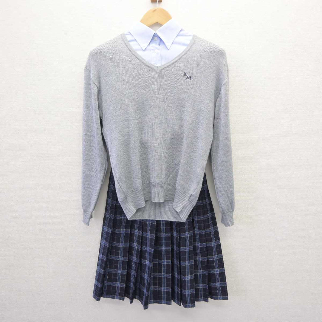 【中古】京都府 木津南中学校 女子制服 4点 (ブレザー・ニット・シャツ・スカート) sf065078