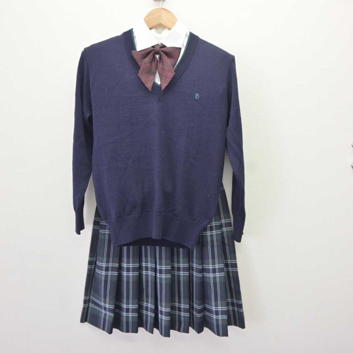 【中古】東京都 文京学院大学女子中学校・高等学校 女子制服 6点 (ニット・シャツ・スカート) sf065108