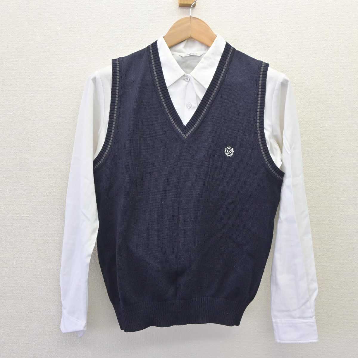 【中古】愛知県 学校法人同朋学園同朋高等学校 女子制服 2点 (ニットベスト・シャツ) sf065147