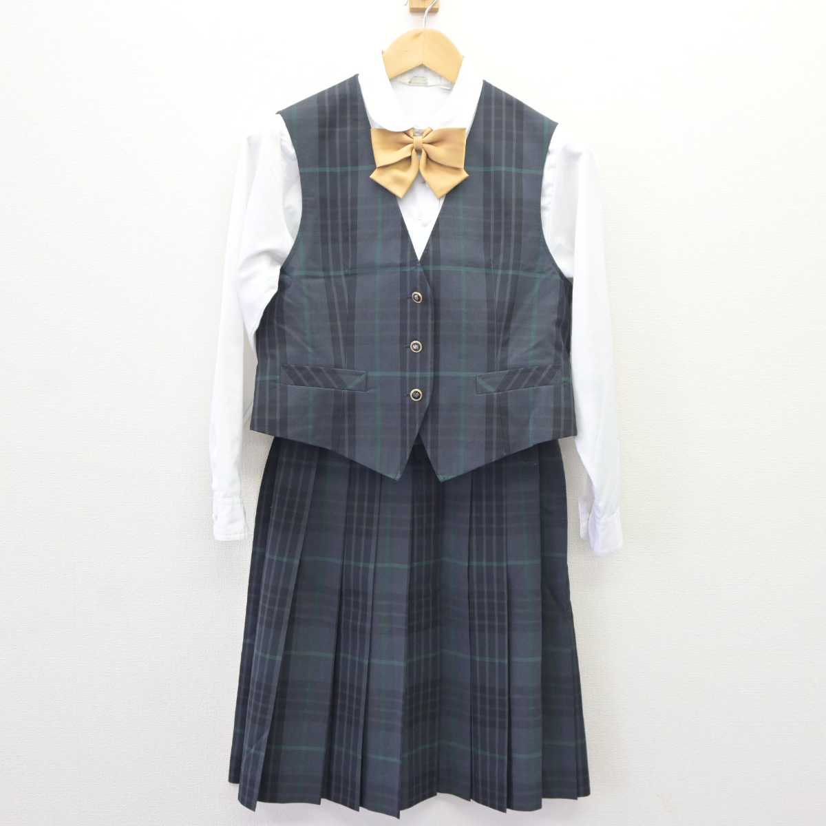 【中古】千葉県 専修大学松戸高等学校 女子制服 4点 (ベスト・シャツ・スカート) sf065154