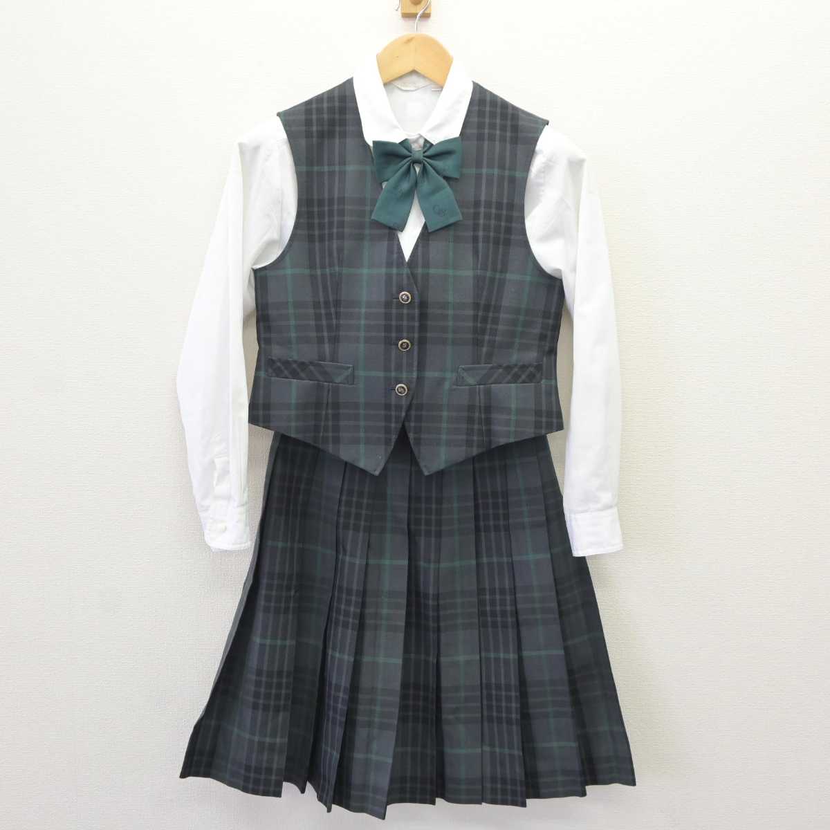 【中古】千葉県 専修大学松戸高等学校 女子制服 5点 (ブレザー・ベスト・シャツ・スカート) sf065155