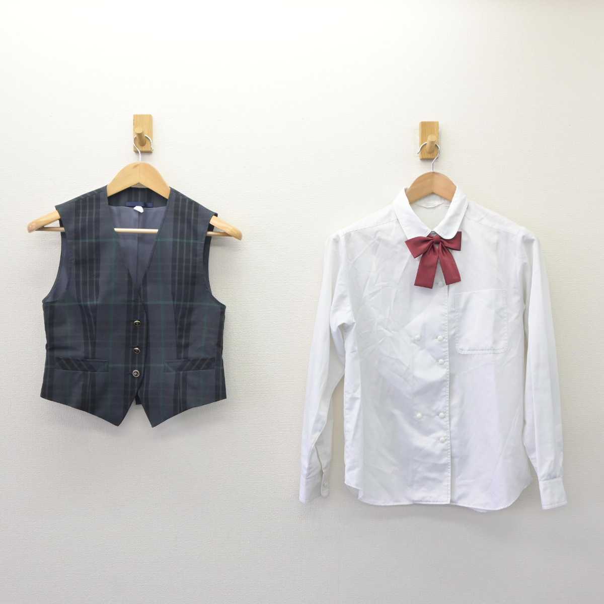 【中古】千葉県 専修大学松戸高等学校 女子制服 5点 (ベスト・シャツ・スカート) sf065156