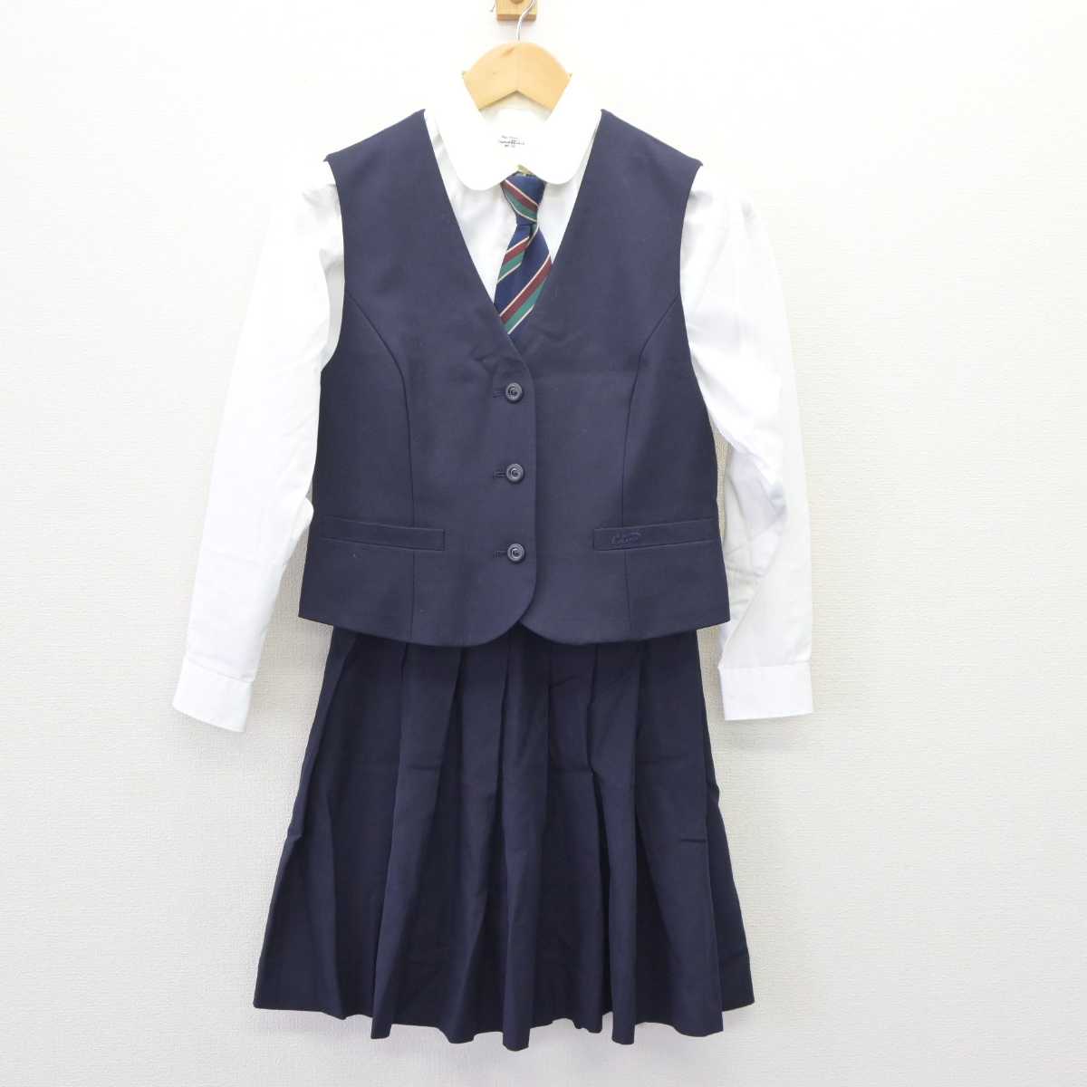 【中古】岡山県 倉敷中央高等学校 女子制服 5点 (ブレザー・ベスト・シャツ・スカート) sf065161