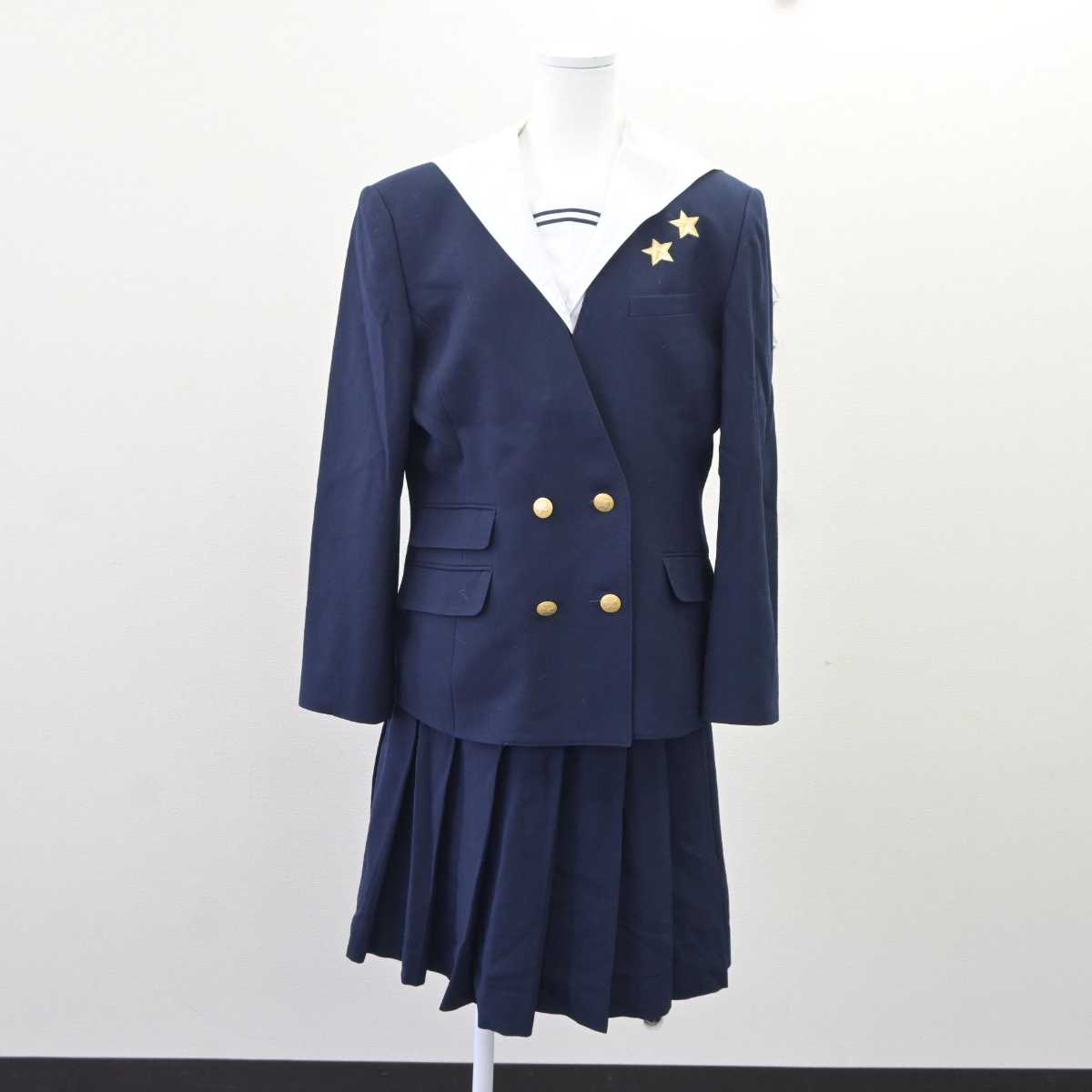 【中古】岡山県 就実高等学校 女子制服 4点 (ブレザー・ベスト・ブラウス・スカート) sf065165