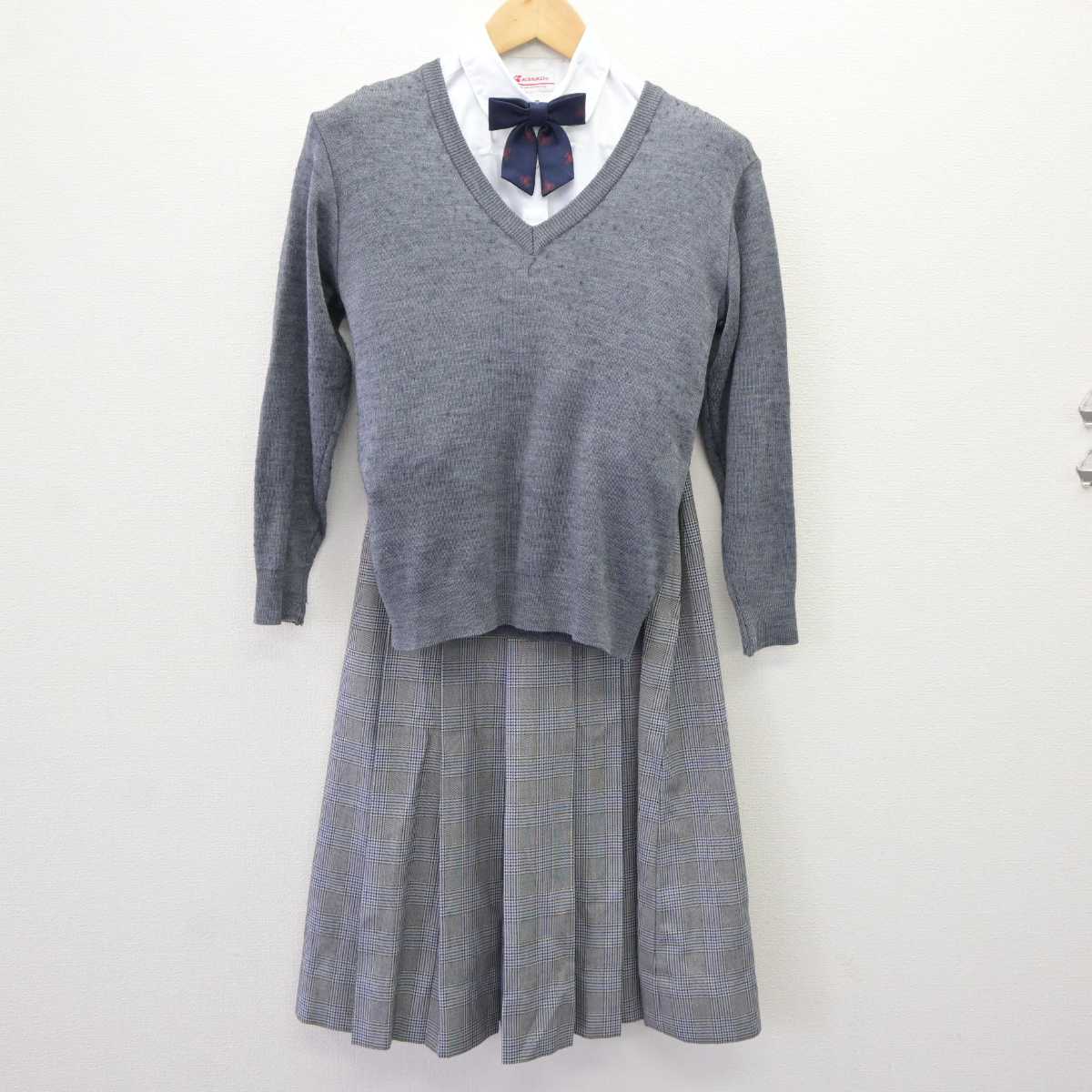 【中古】広島県 七尾中学校 女子制服 5点 (ブレザー・ニット・シャツ・スカート) sf065207