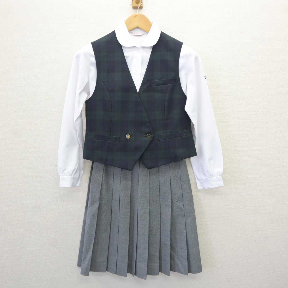 【中古】長崎県 長崎日本大学高等学校 女子制服 4点 (ブレザー・ベスト・シャツ・スカート) sf065232