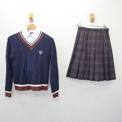 【中古】岡山県 岡山理科大学附属中学校・高等学校 女子制服 5点 (ブレザー・ニット・シャツ・スカート) sf065254