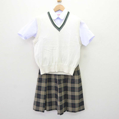 【中古】宮城県 塩釜市立第一中学校 女子制服 3点 (ニットベスト・シャツ・スカート) sf065264