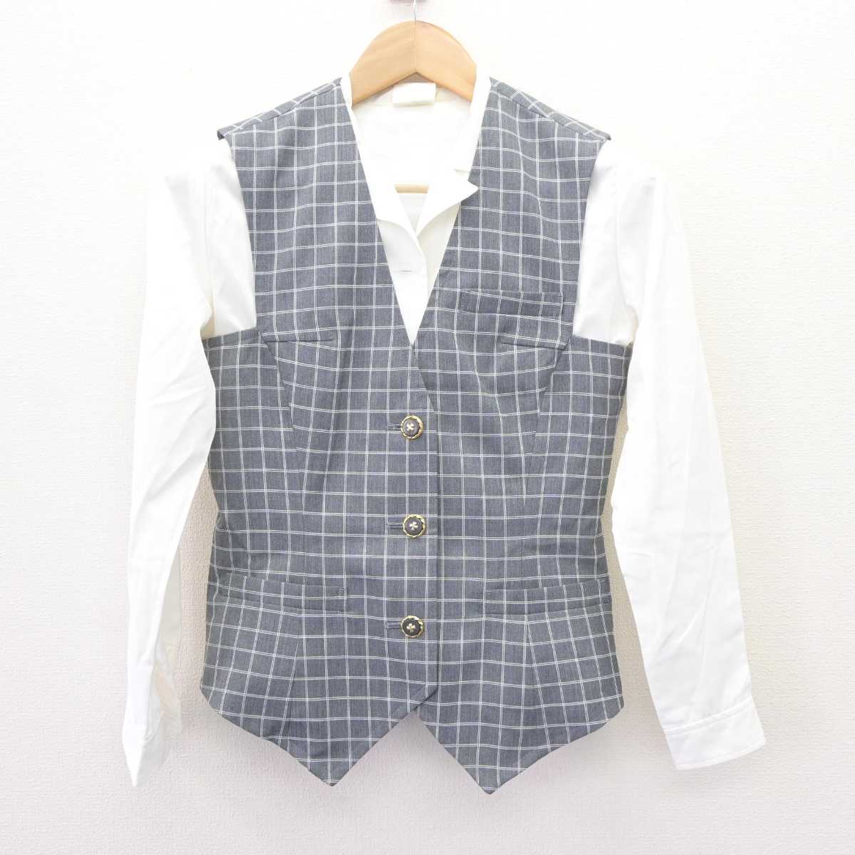 【中古】 事務服 女子制服 2点 (ベスト・シャツ) sf065307