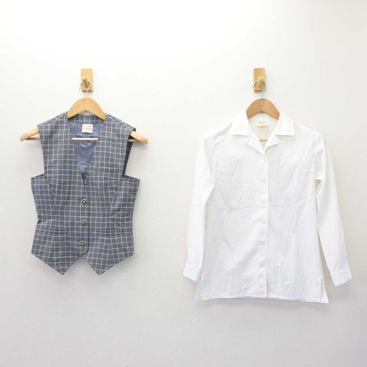 【中古】 事務服 女子制服 2点 (ベスト・シャツ) sf065309