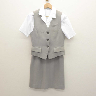 【中古】 事務服 女子制服 3点 (ベスト・ブラウス・スカート) sf065380