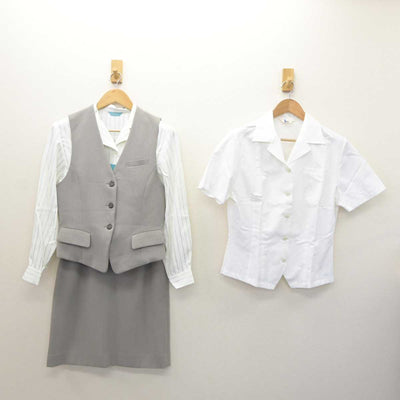 【中古】 事務服 女子制服 4点 (ベスト・ブラウス・ブラウス・スカート) sf065381