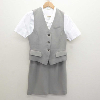 【中古】 事務服 女子制服 4点 (ベスト・ブラウス・ブラウス・スカート) sf065381