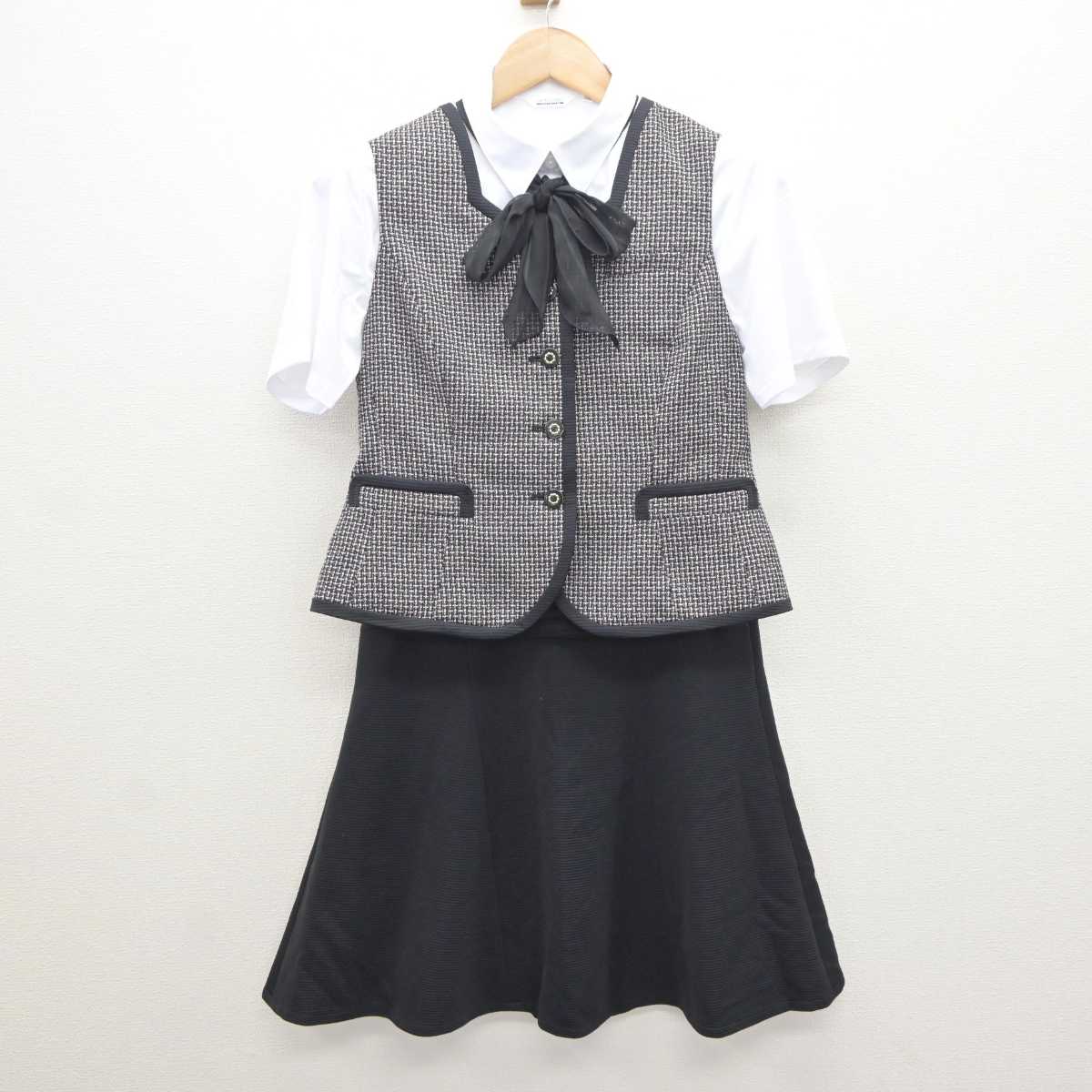 【中古】 事務服 女子制服 4点 (ベスト・シャツ・スカート) sf065417