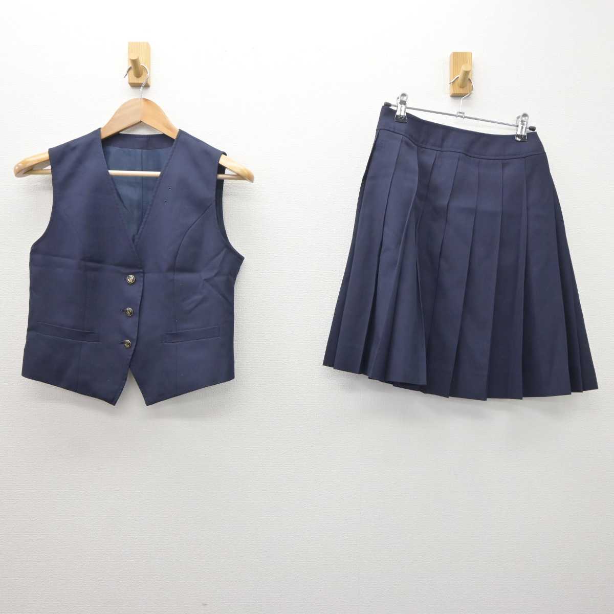 【中古】埼玉県 浦和実業学園高等学校 女子制服 2点 (ベスト・スカート) sf065521