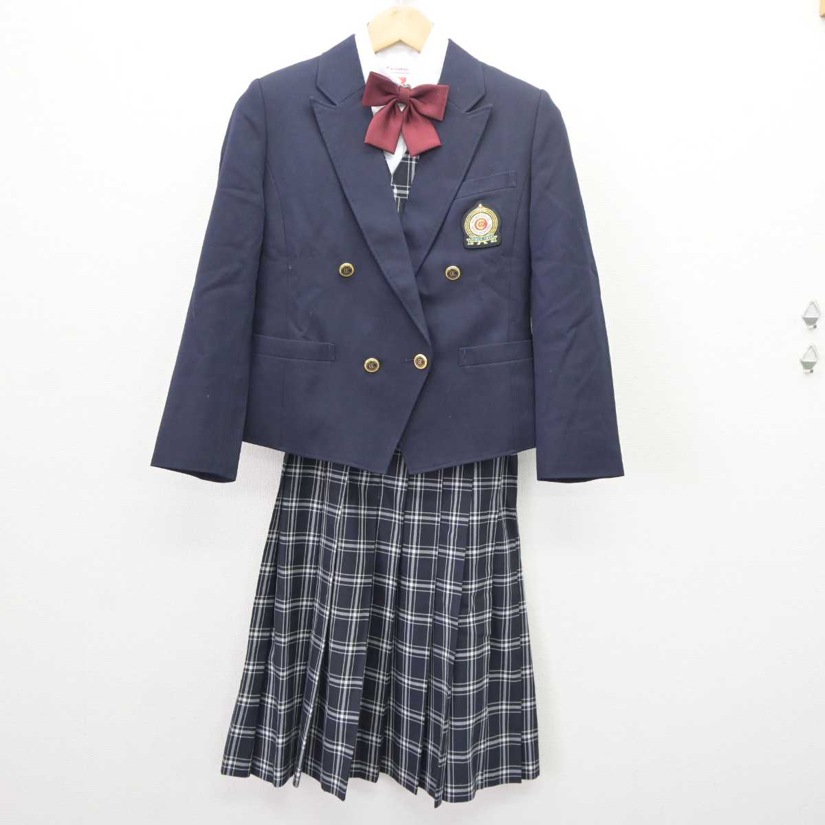 【中古】鹿児島県 学校法人出水学園出水中央高等学校 女子制服 5点 (ブレザー・ベスト・シャツ・スカート) sf065570