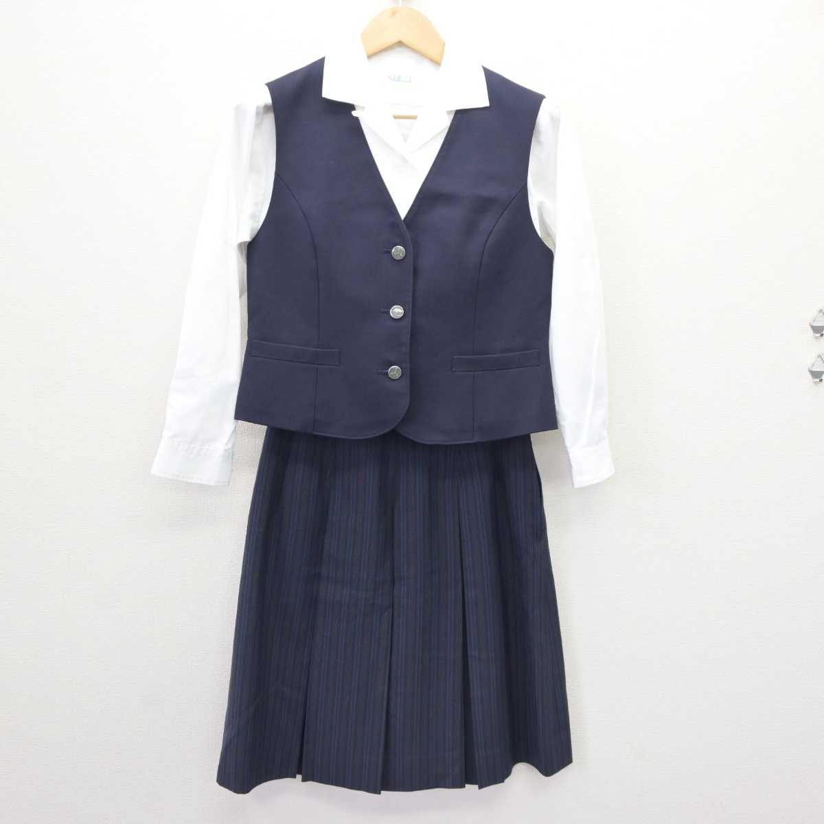 【中古】徳島県 城ノ内中等教育学校 女子制服 4点 (ブレザー・ベスト・シャツ・スカート) sf065586